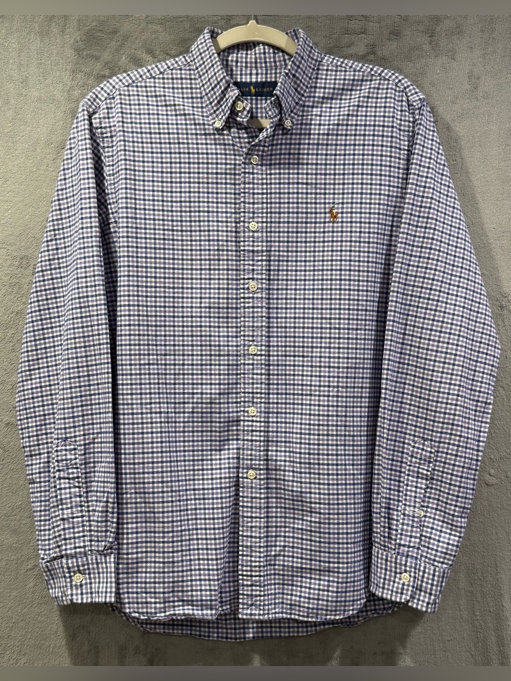 Ralph Lauren Shirt Mens L Blue Purple Gingham Check Button Down Long Sleeve